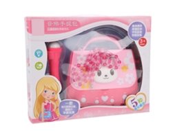 Primerox brinquedo Educativo Musical com Microfone Bolsa de Armazenamento Luz Rosa Presente Infantil