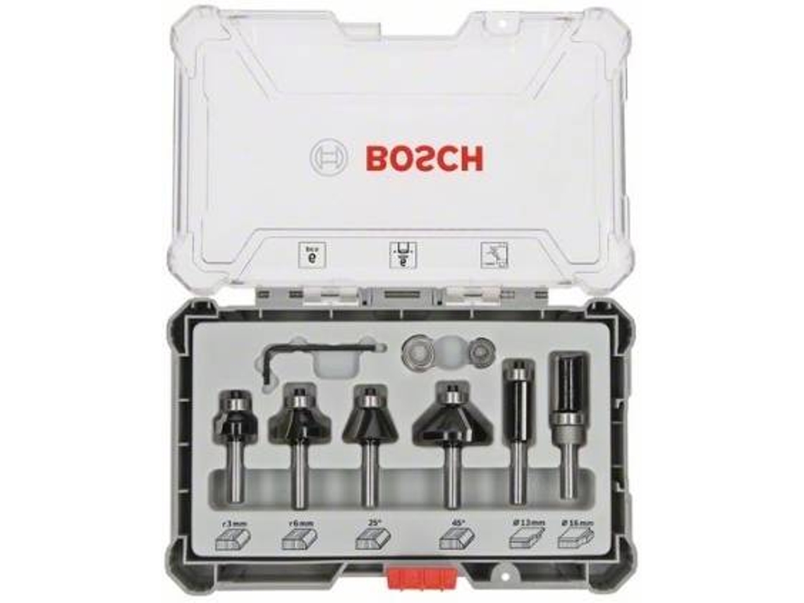 Conjunto de Fresas BOSCH de Aparo e Contorno - 6 Peças - Encabadouro de 6 Mm