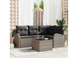 Vidaxl Conjunto De Sofá De Jardim 5 Unid. Cinzeto Vime Pe