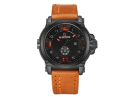 Reloj Hombre Naviforce Cuadro Negro Correa Naranja Resistente Al Agua Calendario