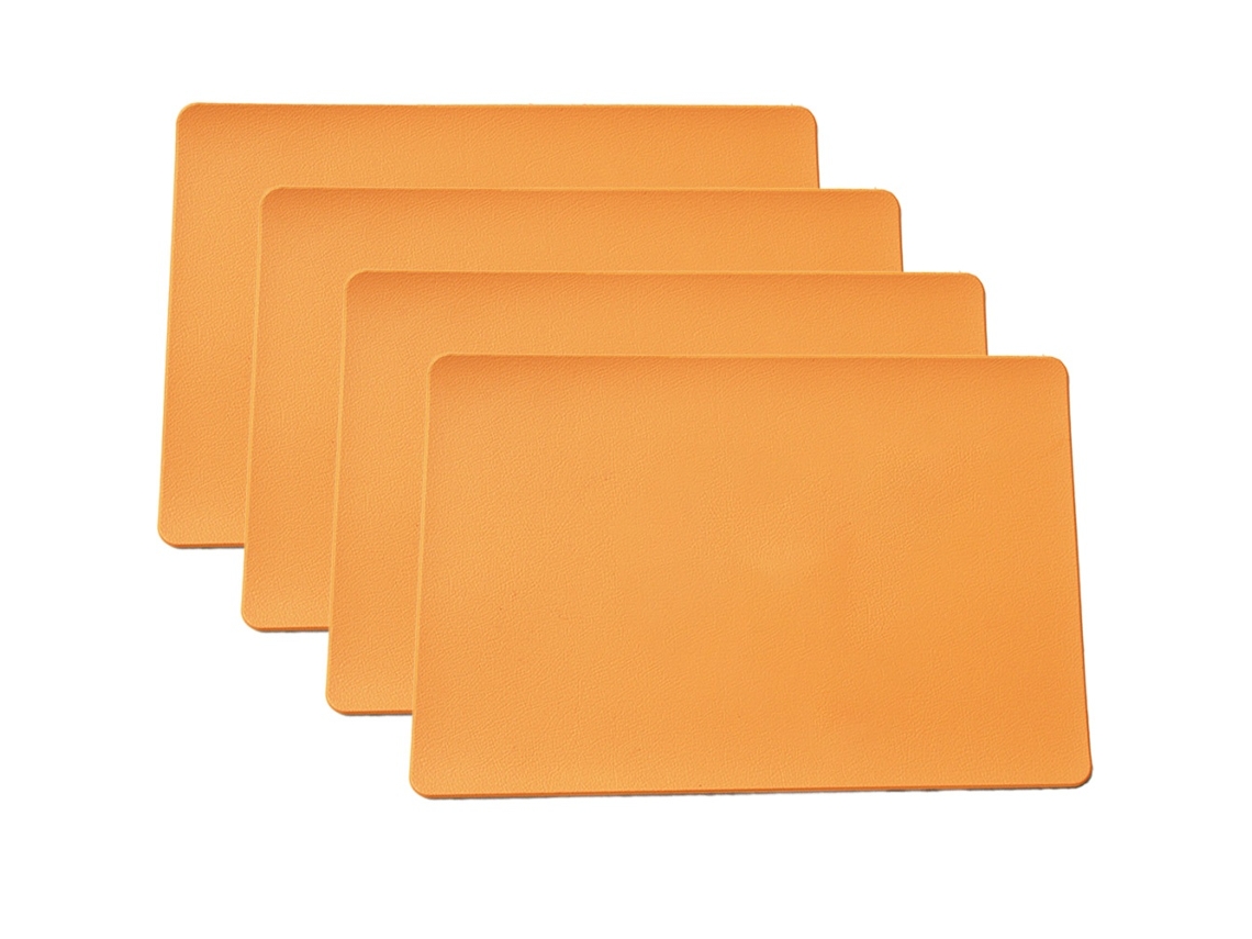 Elysve Individual De Mesa De Couro Laranja Retangular Proteção E Decoração Para Sua Mesa