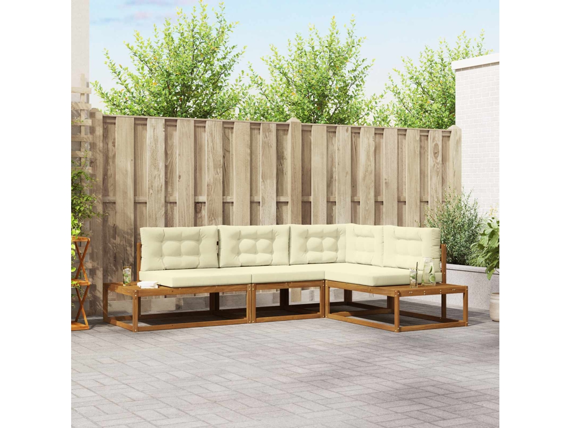 Vidaxl Conjunto De Sofás Para Exterior Natural E Creme