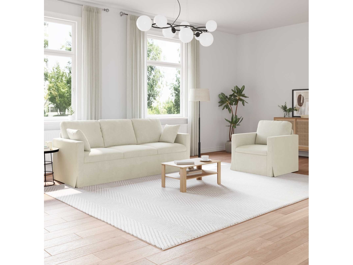 Vidaxl Conjunto De Sofás 2 Unid. Creme Veludo