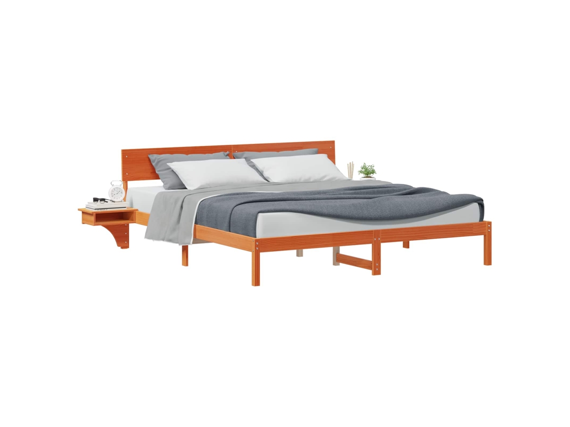 Estrutura da Cama com Cabeceira Marrom Cera 200x200 cm MAISON EXCLUSIVE