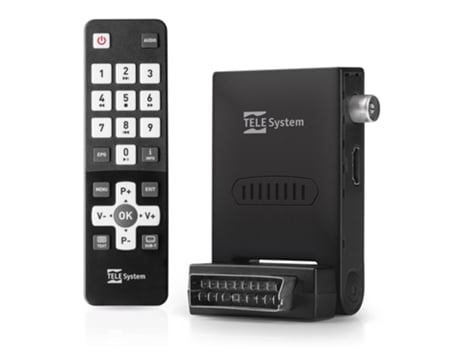 Mini Descodificador Digital Terrestre Dvb-T2 Hevc Scart Hdmi com Controlo Remoto Easy Botões Grandes TELE SYSTEM Facile Stealth/02