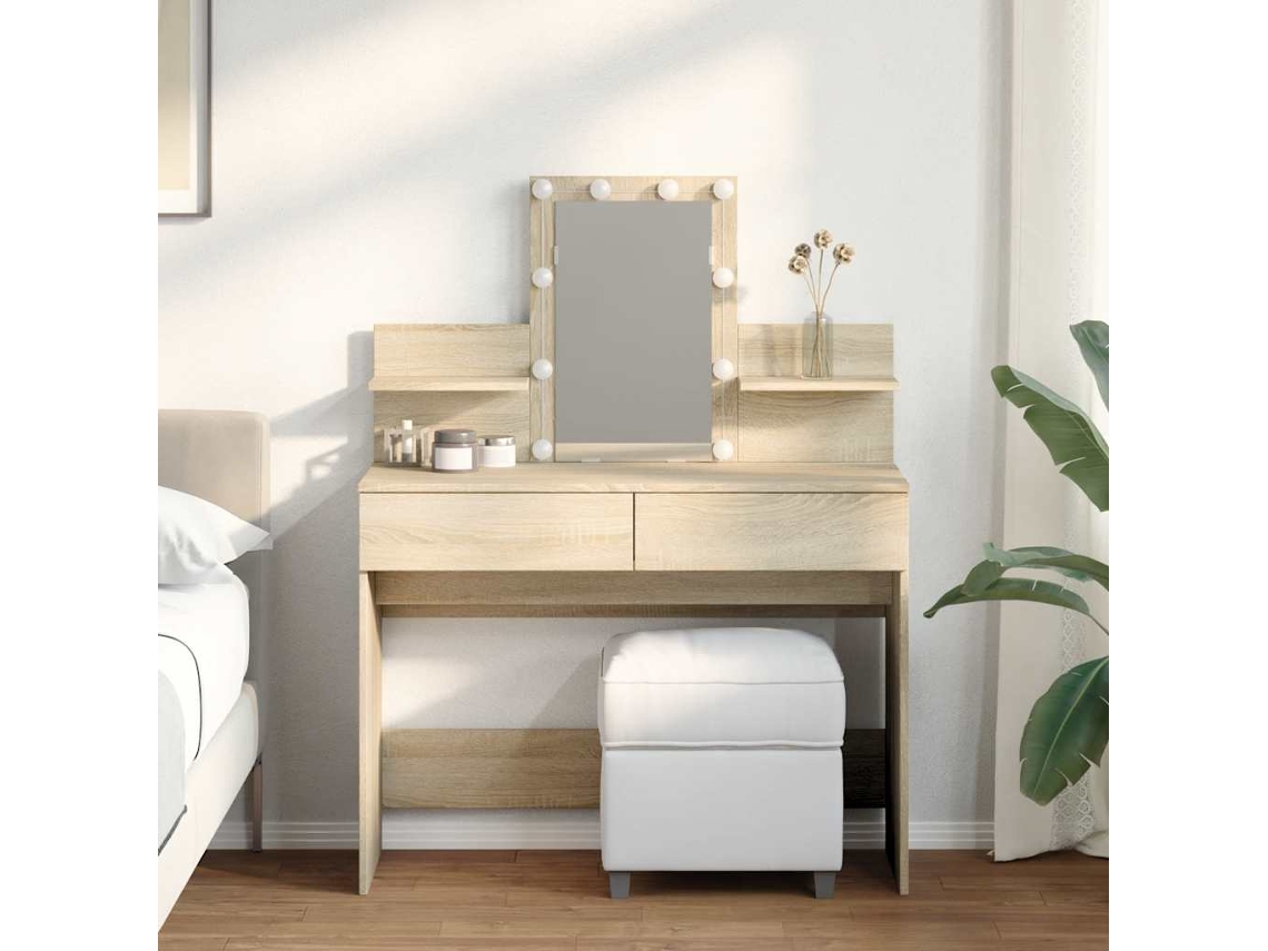 Vidaxl Toucador Com Leds 100x40x130 Cm Carvalho Sonoma