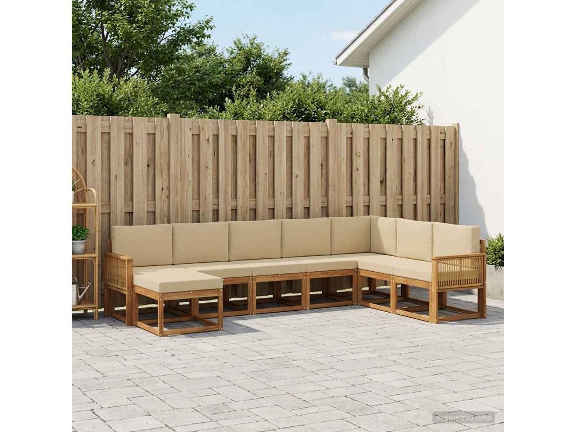Vidaxl Conjunto De Sofás Para Exterior 8 Unid. Natural E Bege