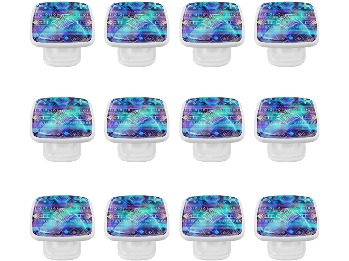 Puxadores Quadrados Para Gavetas De Cômoda, Puxadores Para Armários De Cozinha, 12 Peças, Estilo Boho Com Estampa