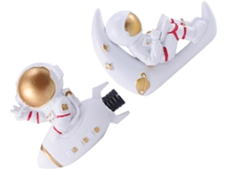 Conjunto 2 Adesivos Parede Protetores 3d Astronauta Resina Branca Capas Decorativas Tomadas Domésticas GOKOCO