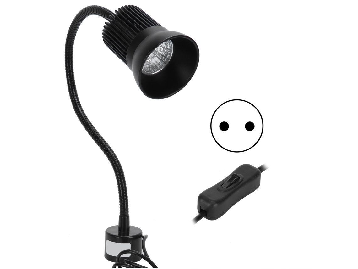 Rebe-lâmpada Led De Trabalho 7w Com Base Magnética E Pescoço Flexível Para Máquinas Cnc, Costura, Torneiras - Plugue Eu 110-220v