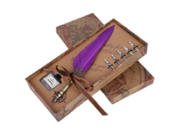 Caneta Penacho Retro LAXISCREED Pontas Roxas
