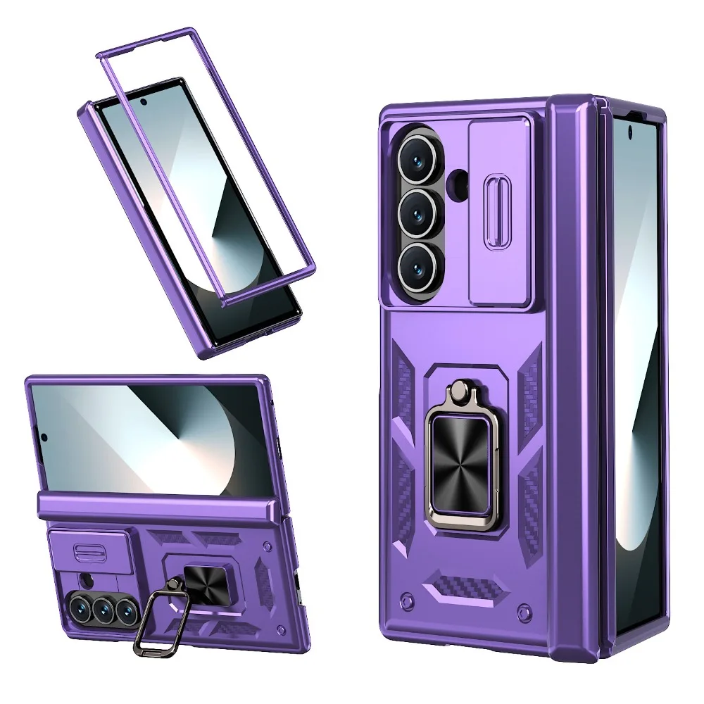 Capa Para Celular (roxa, Galaxy Z Fold5) Com Suporte Giratório De 360° E Proteção Contra Impactos Com Dobradiça Dupla.