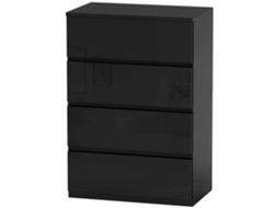 Cómoda Com 4 Gavetas De Madeira Cómoda De Dormitório Cómoda Branca Para Sala De Estar Estilo Moderno 55x34x80 Cm Preto