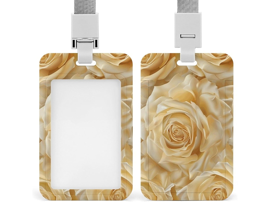 Clipe Crachá, Porta-crachá fofo sem costura com estampa floral e cordão, porta-crachá, porta-documentos
