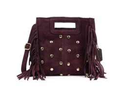Barbata Bolsa Transversal Feminina. Couro Genuíno Suede Com Tachinhas Decorativas.
