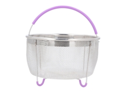 Cesta de Vapor de Aço Inox com Alça para Panelas de Pressão 6 Qt Malha Fina S/MARCA
