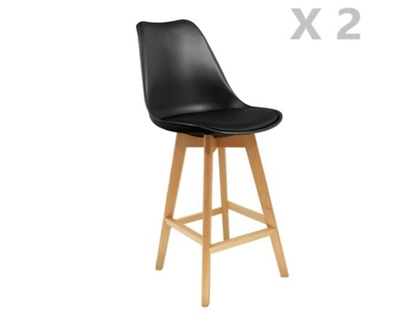 2 Bancos altos de madeira escandinava Home Factory - H. 105 cm - Preto
