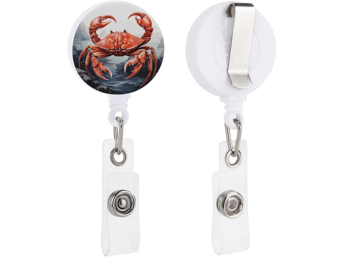 Porta Crachá Retrátil Red Crab, Resistente, Com Clipe Redondo, Leve E Feito De Plástico, Ideal Homens E Mulheres