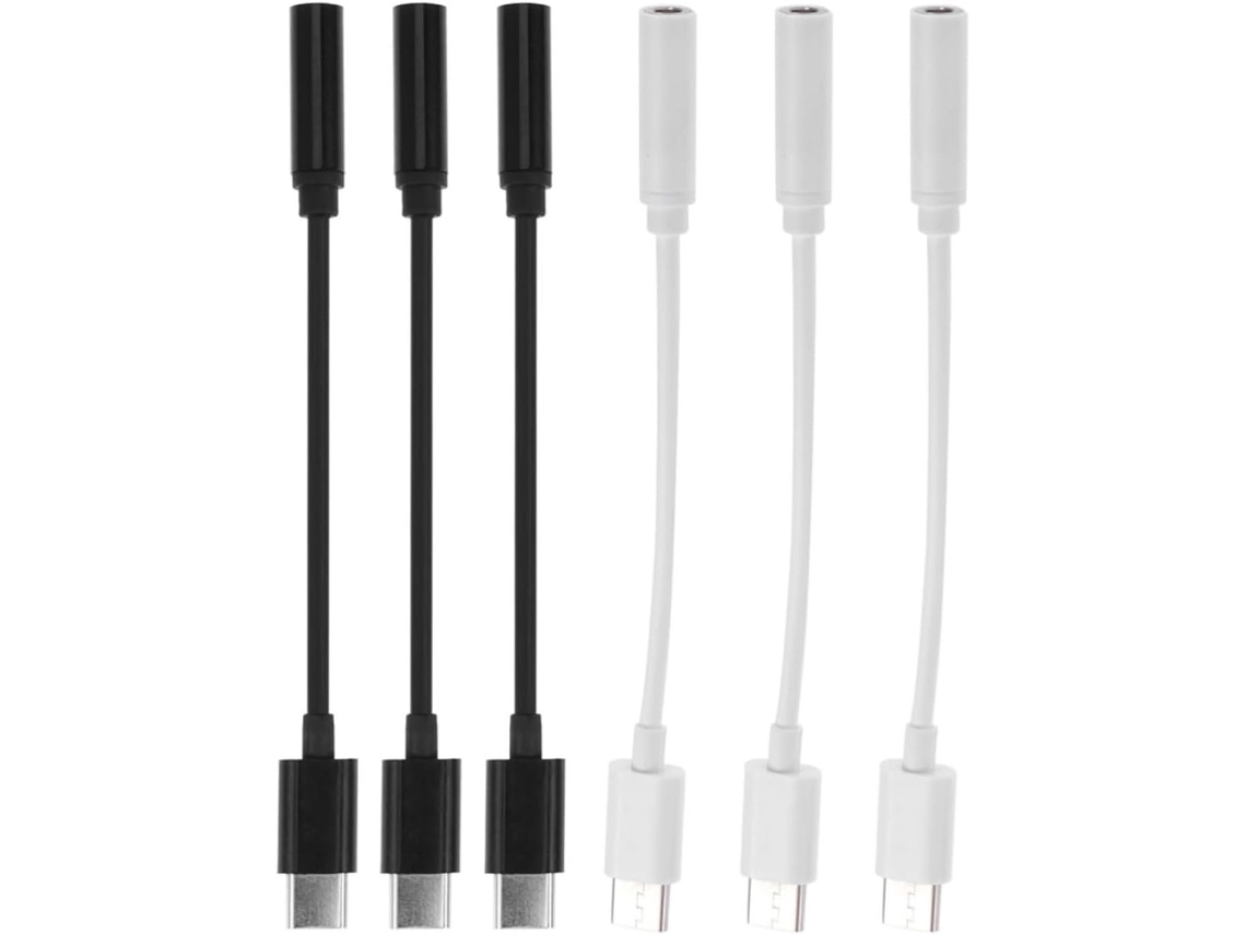 Pacote Com 6 Adaptadores Usb Tipo C Para Conector De Áudio De 3,5 Mm, Cabo Compacto Em Pvc