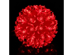 50 Cordões de Bolas Led em Formato Flor para Decoração Natal, Casamento e Festa na Cor Vermelha BRILVIBERA