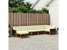 Vidaxl Conjunto De Sofás Para Exterior 7 Pcs Natural E Creme