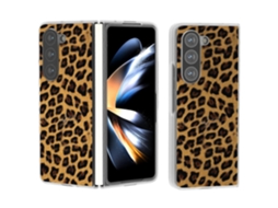 Capa De Couro Pc Antiderrapante Com Estampa De Leopardo Para Samsung Galaxy Z Fold6 5g