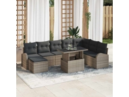 Vidaxl Conjunto De Sofá De Jardim 9 Pcs Cinzeto Rattan Sintético