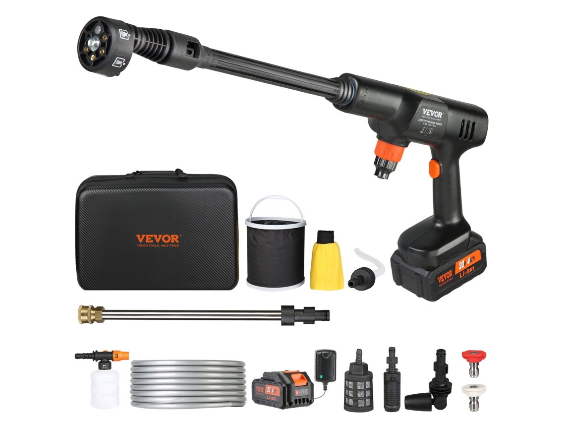 Limpador de Lavadora Sem Fio de Alta Pressão Dc 21V 220W Pistola de Spray de Água Portátil Ajustável de Três Velocidades para Carro 652 Psi VEVOR