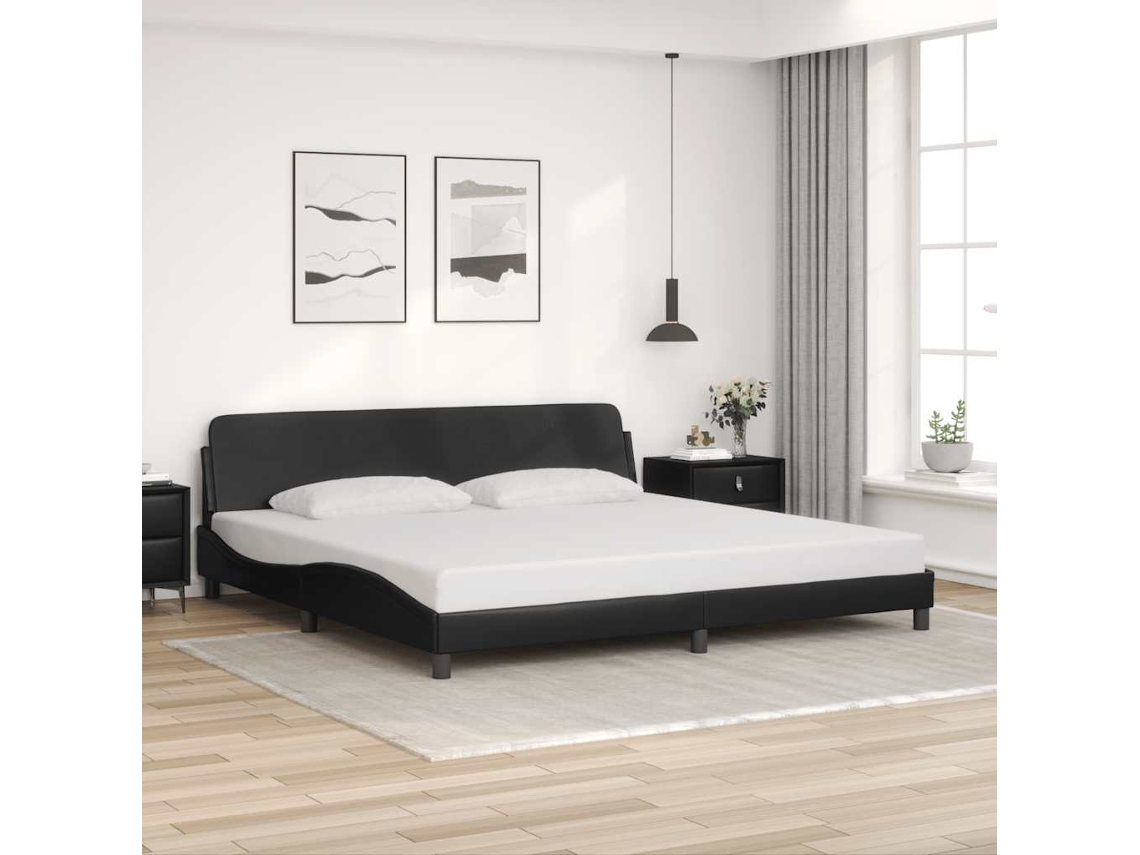 Vidaxl Estrutura De Cama Dover 200x200 Cm Couro Artificial Preto
