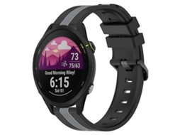 Pulseira De Relógio Lurelia Para Garmin Forerunner 255 22 Mm Vertical Two Color Silicone Preto Cinza