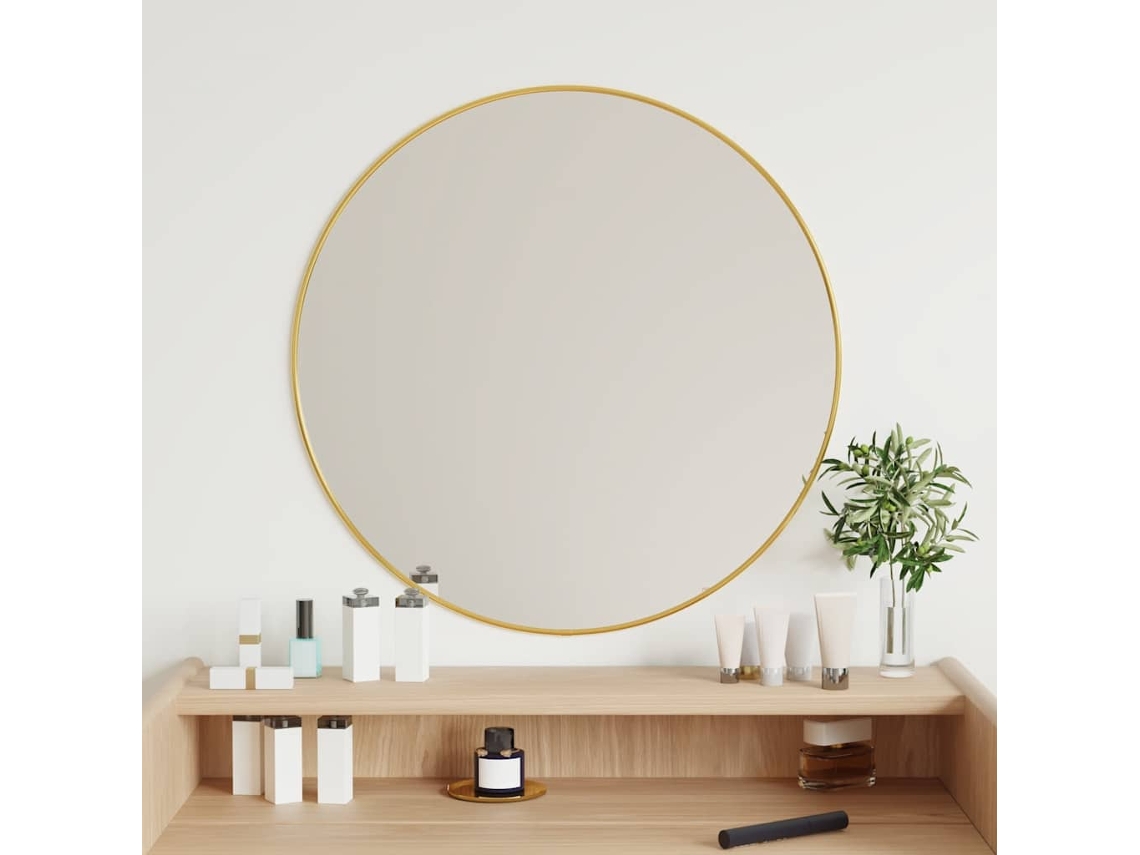 Vidaxl Espelho De Parede Redondo Ø 60 Cm Dourado