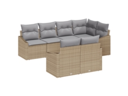 Conjunto 7 Sofá De Jardim Vidaxl Bege Vime Pe (233,5 X 123,5 X 85 Cm)