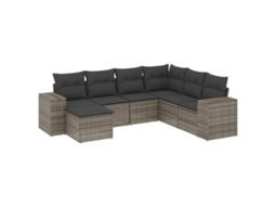 Conjunto de 7 Sofás para Jardim com Almofadões Vime Pe Cinzento MAISON EXCLUSIVE (7 pcs)