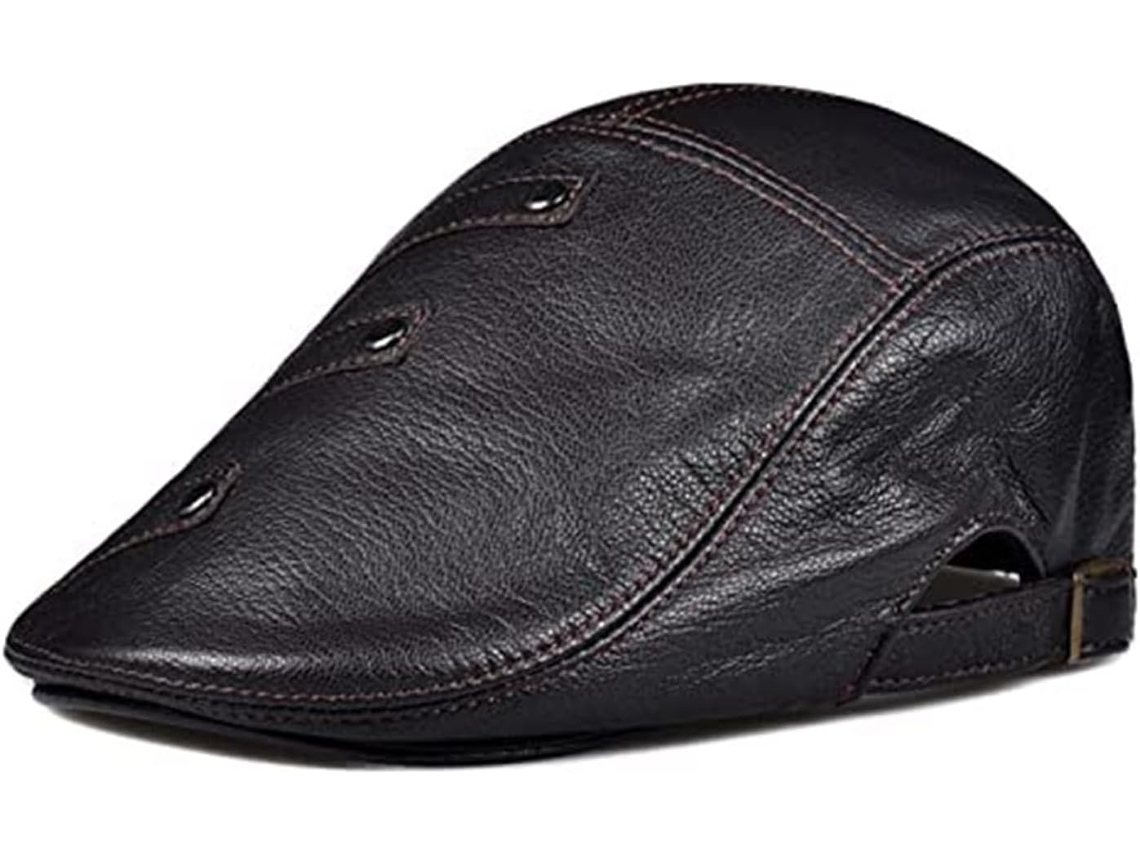 Casquette de Baseball En Cuir Véritable, Boina Homme Plate Golf Chaude L'hiver (marron, SFUSHOS