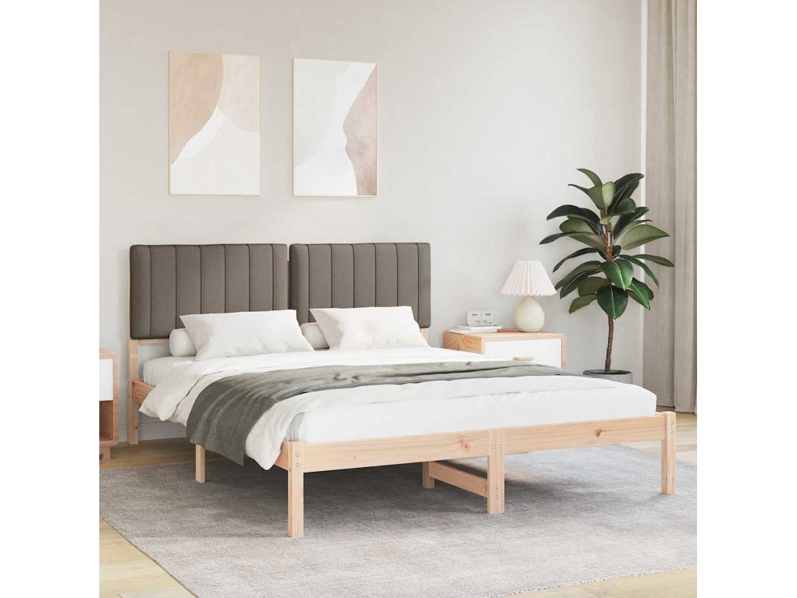 Vidaxl Estrutura de Cama com Cabeceira Estofada Cinzento acastanhado