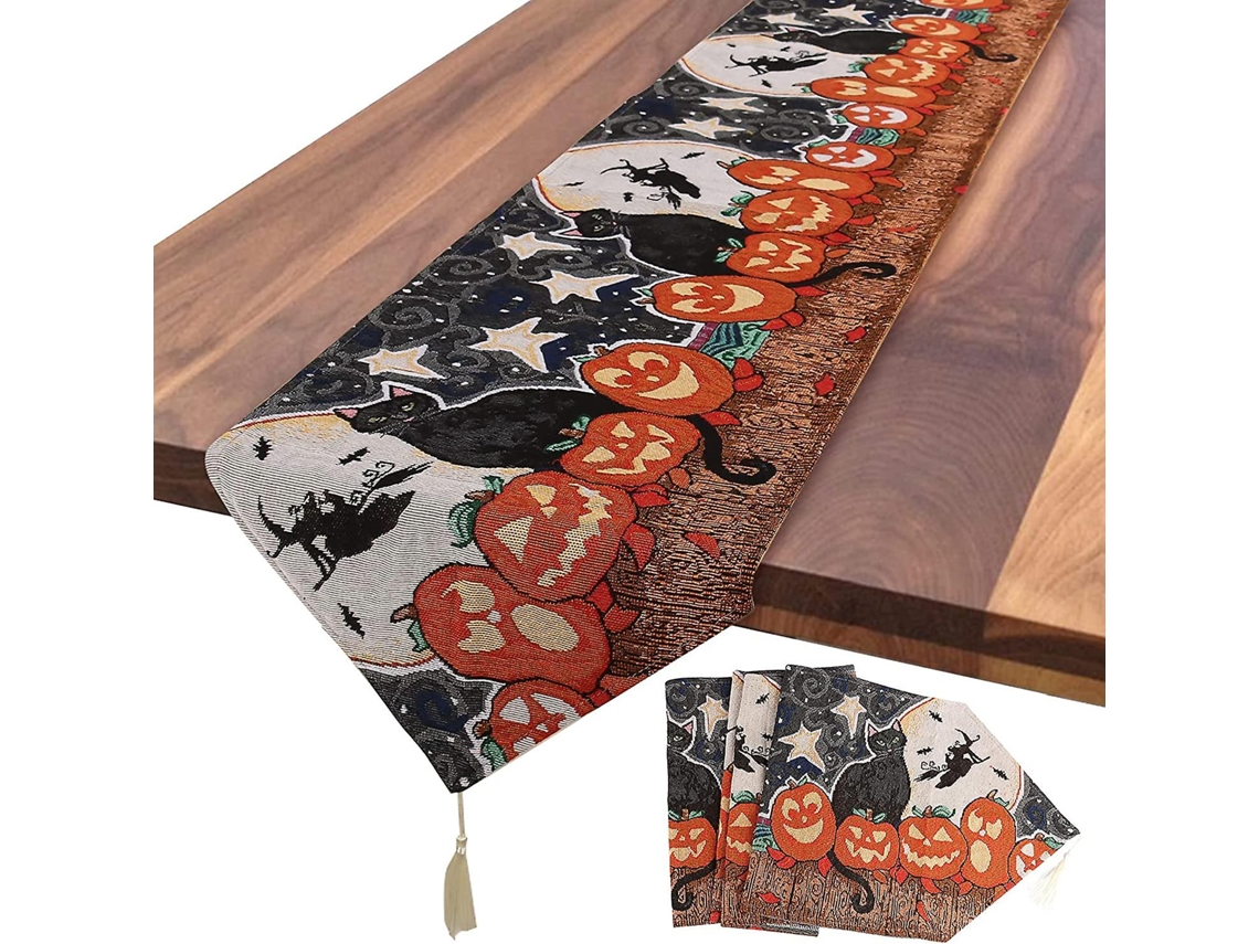 Lurelia Caminho De Mesa Poliéster 33x183cm Bordado Borlas Retrô Natal