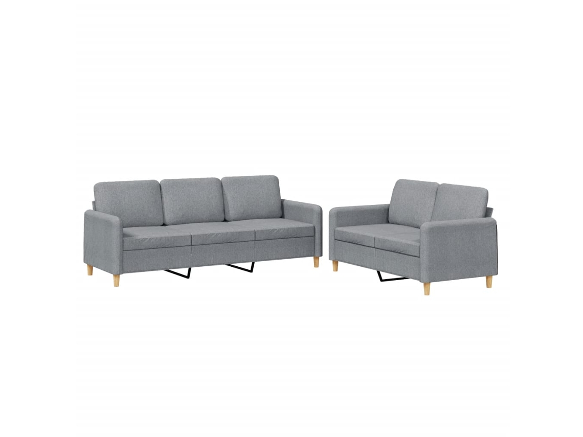 2 Pcs Conjunto de Sofás com Almofadões Tecido Cinzento claro MAISON EXCLUSIVE