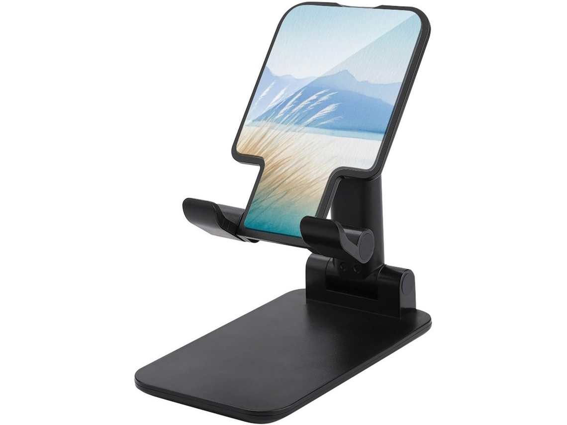 Suporte Minimalista Dobrável E Ajustável Para Celular Com Estampa Aquarela De Um Prado Grama Amarela, Ideal Para