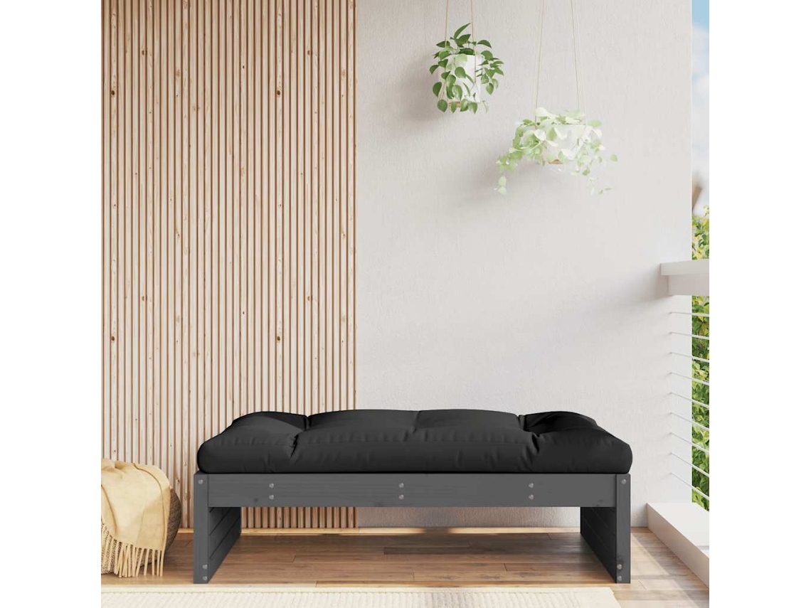 Vidaxl Apoio De Pés Para Jardim 120x80 Cm Pinho Maciço Cinzento
