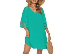 2026 chaqueta de Baño para Mujer Con Cuello V Suelta Casual Verano Bikini Vestido de Playa Ligero