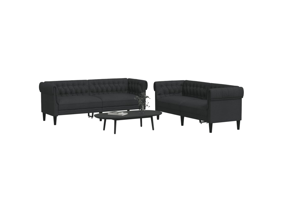 Vidaxl 2 Pcs Conjunto De Sofás Tecido Preto