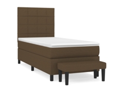 Cama com Molas e Colchão Tecido Castanho Escuro MAISON EXCLUSIVE (90x200 cm)