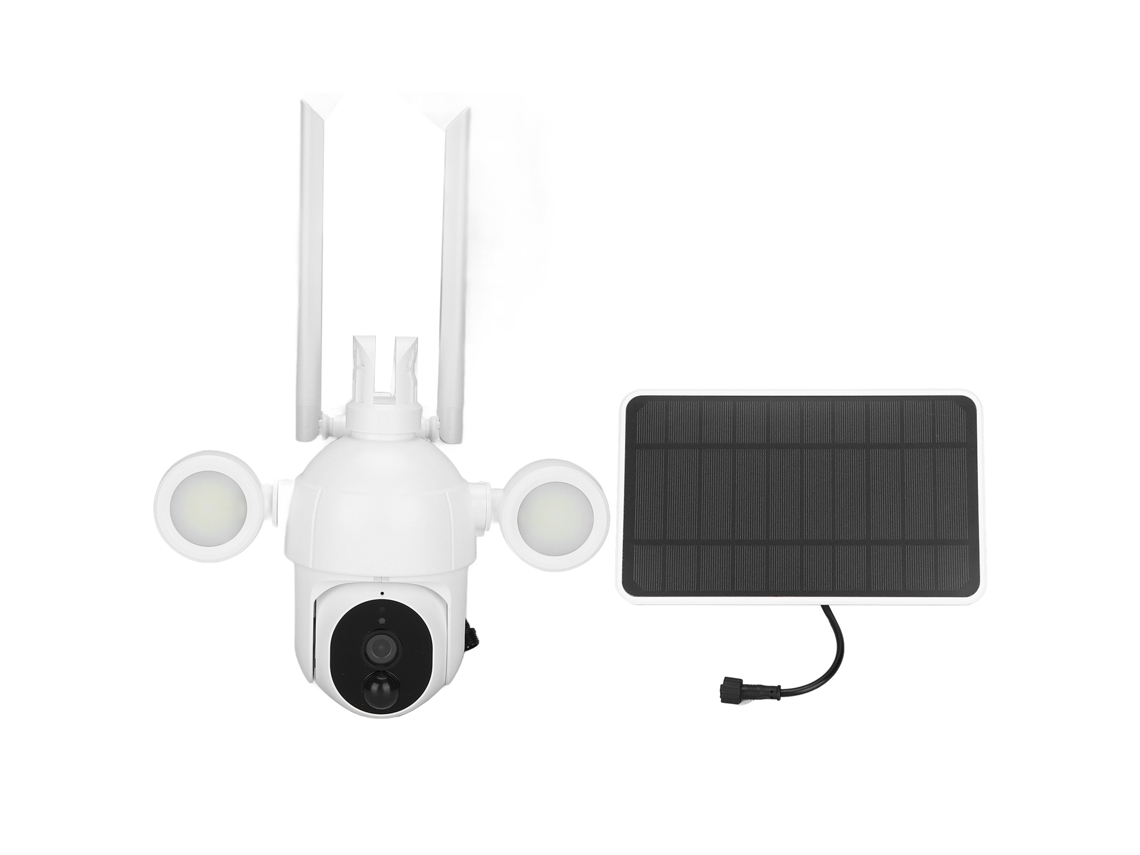 Câmera Solar Externa 1080p Com Lâmpada Pir E Voz Dupla