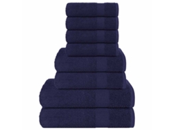 Vidaxl 8pcs Conjunto Toalha Frogn 360 G/m² Azul-marinho