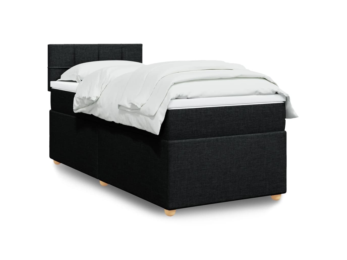Vidaxl Cama Com Molas/colchão 90x190 Cm Tecido Preto