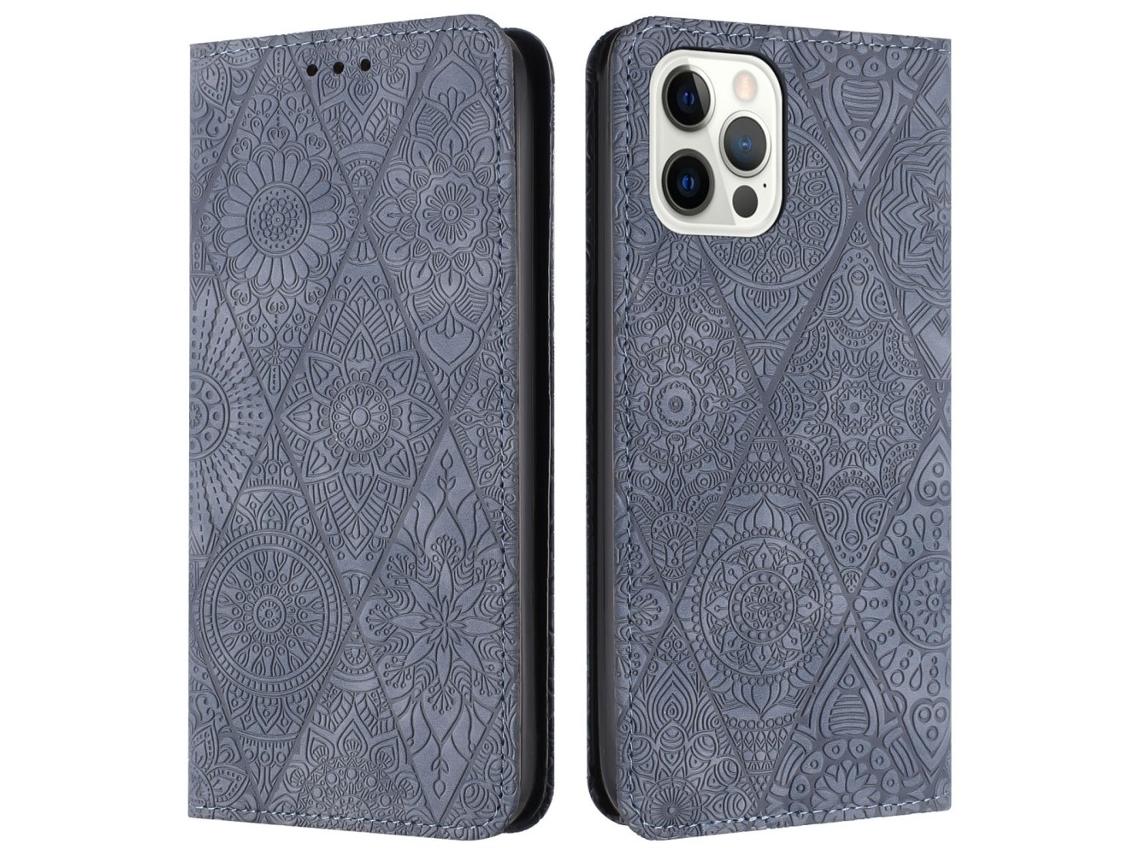 Capa Em Couro Pu Com Suporte Para Apple Iphone 16 Pro Max - Cinzento