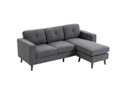 Sofá de canto ZACHARY de 192 cm, em veludo cotelê, com chaise, reversível, cinza escuro