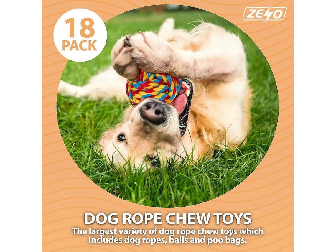 Brinquedos Para Cães 18 Peças Com Corda Para Morder E Bolas