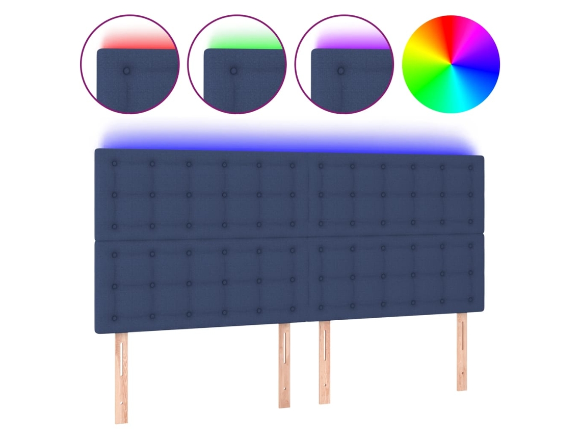 Cabeceira de Cama com Luzes Led Tecido Azul MAISON EXCLUSIVE (180x5x118 cm)