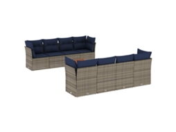 Conjunto de 9 Sofás P/ Jardim C/ Almofadões Vime Pe Cinzento MAISON EXCLUSIVE (9 pcs)